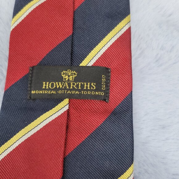 Howarth's Red and Blue Stripe Silk Neck Tie EUC - Picture 3 of 5